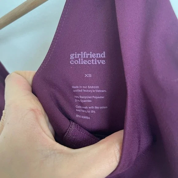 Girlfriend Collective NWOT Plum Tommy Cropped Bra Purple - Picture 9 of 9